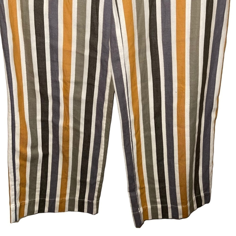 Anthropologie Multicolor Striped Belted Straight Leg Women Pants Size S - Picture 7 of 11